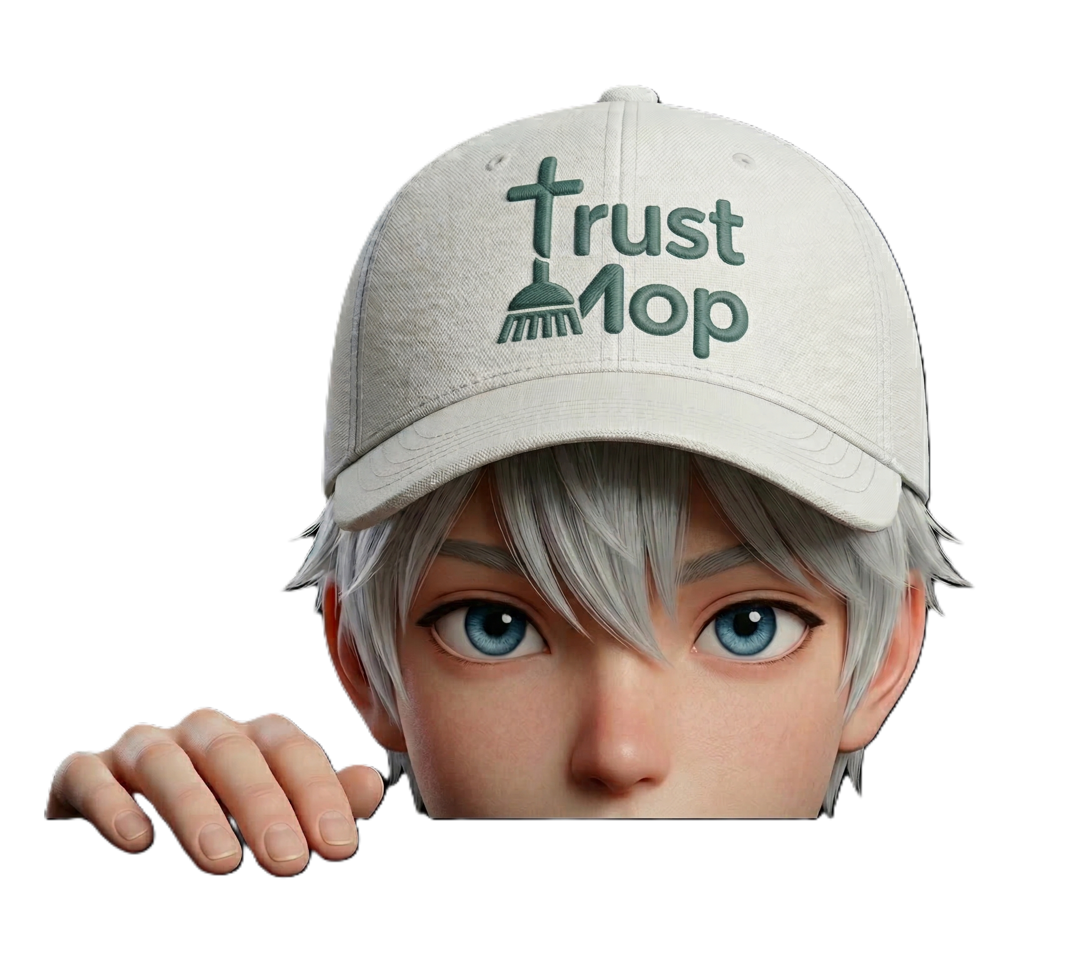 TrustMop character peeking